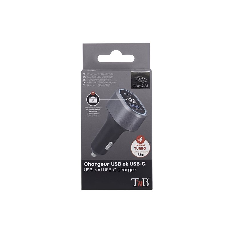 3303170113196-T'nB - Chargeur allume cigare pour voiture - 1XUSB et 1XUSBC - 83W-P_405183909_3-7