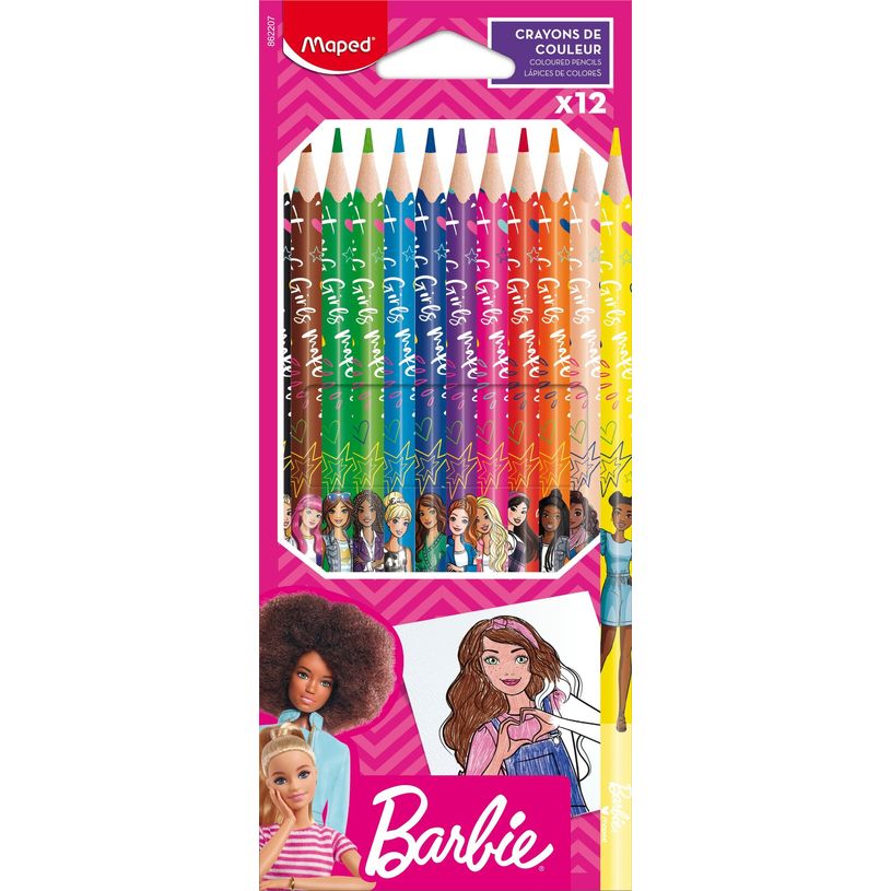 3154148622079-Maped Licence Barbie - 12 Crayons de couleur en pochette carton-P_405183943_1-0