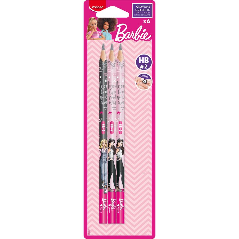 3154148508014-Maped Licence Barbie - Blister de 6 Crayons graphite HB (47% de matière recyclée) - coul-P_405183951_1-0