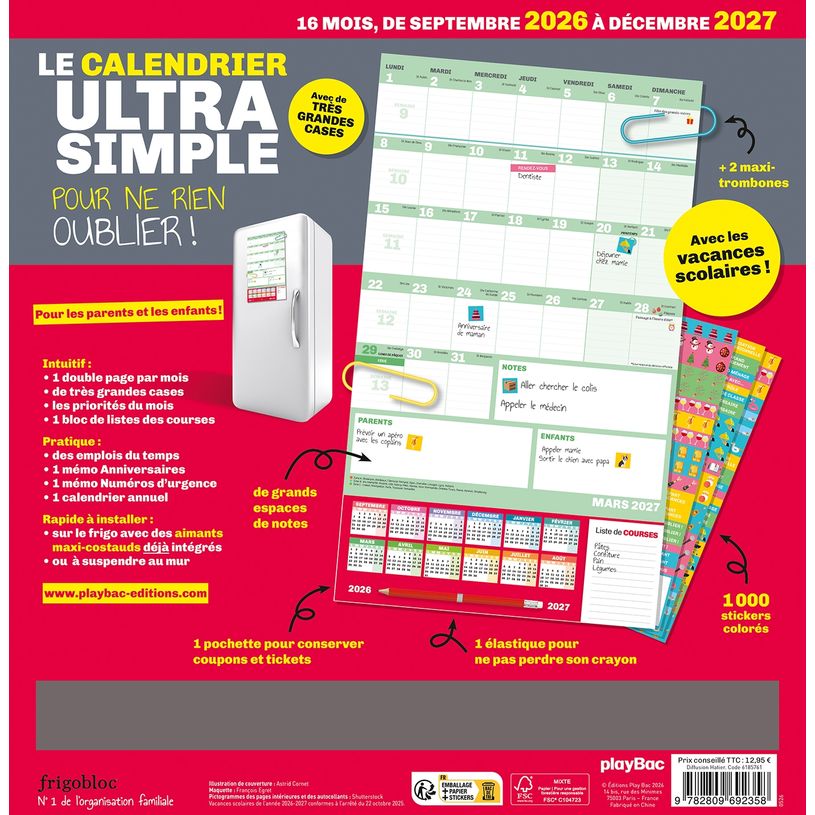 9782809692358-Frigobloc Le calendrier Ultra Simple pour une famille organisée ! --1
