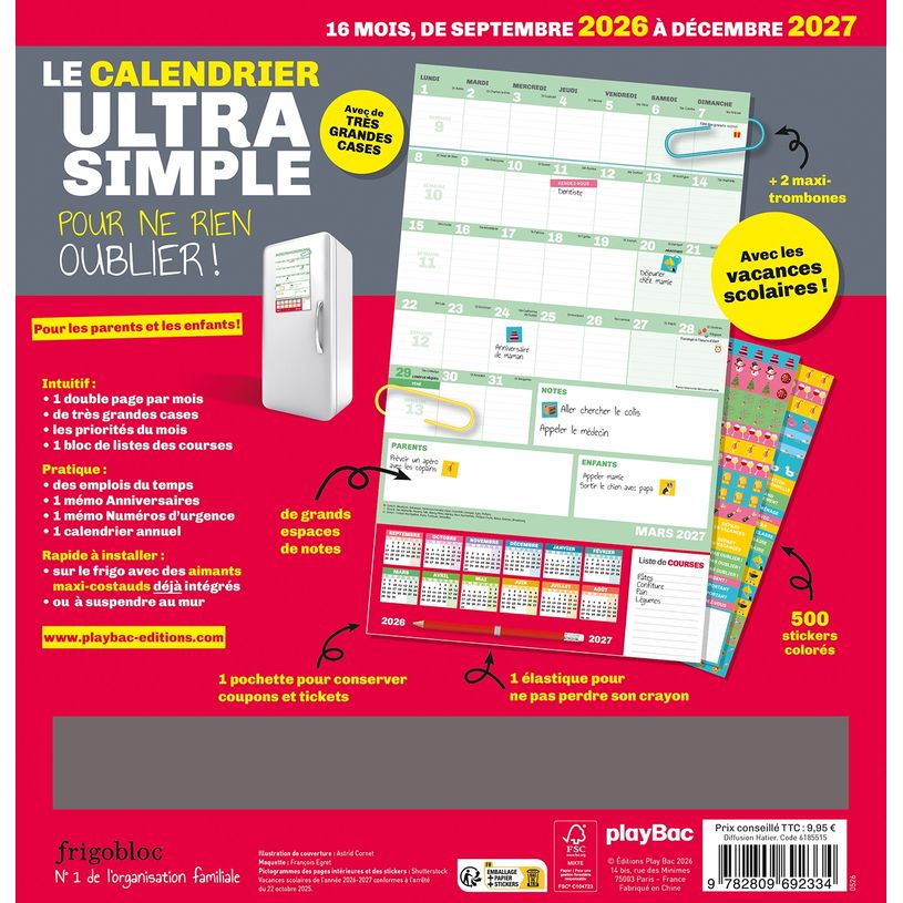 9782809692334-Frigobloc Le mini calendrier Ultra Simple pour une famille organisée ! --0