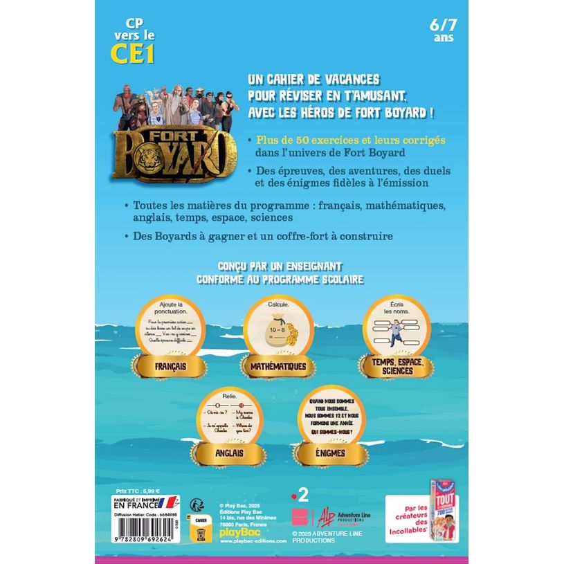 9782809692624-Cahier de vacances 2026 Fort Boyard - Les incollables - CP au CE1 - 6/7 ans--1