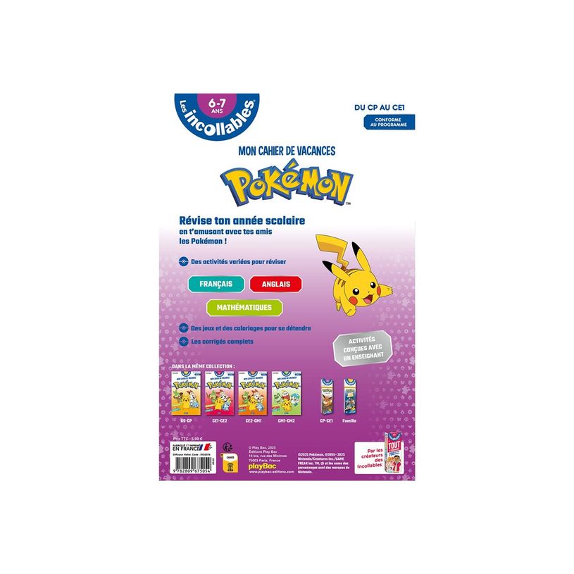 9782809675054-Cahier de vacances 2025 Pokémon - Les Incollables - CP/CE1 - livre d'exercices-P_405184136_3-2