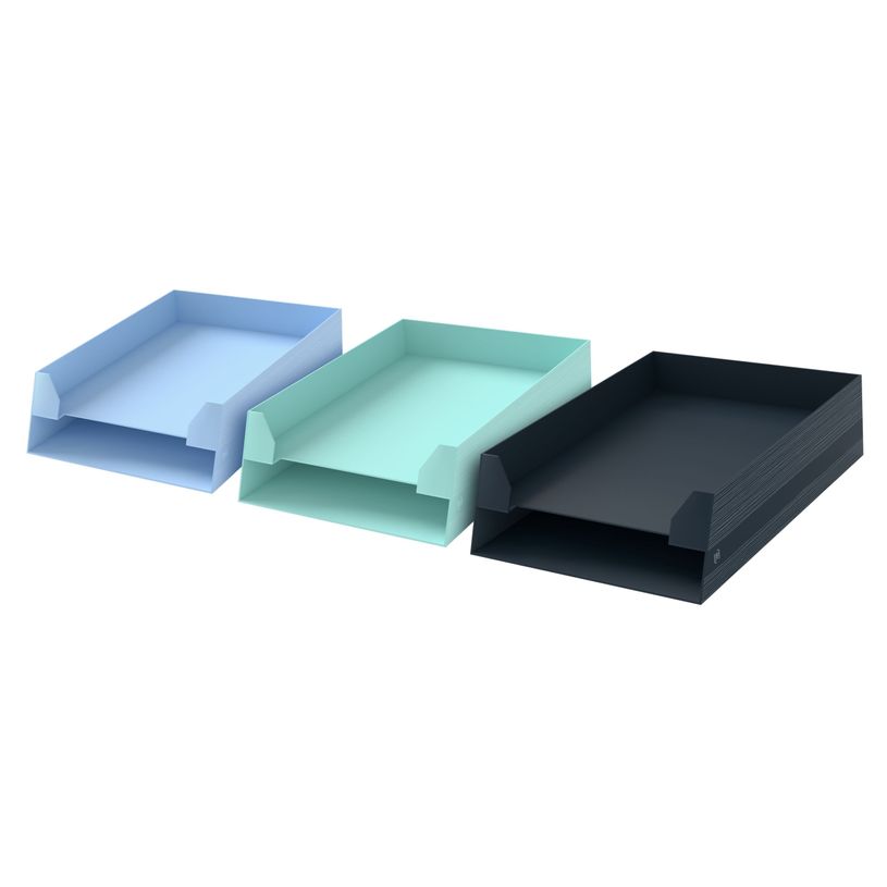 3045050470820-Oxford Harmonia - Corbeille à courrier - 2 niveaux - Carte rigide rembordée et pelliculée - Disponible en 3 coloris : bleu paste-P_405184215_1-0