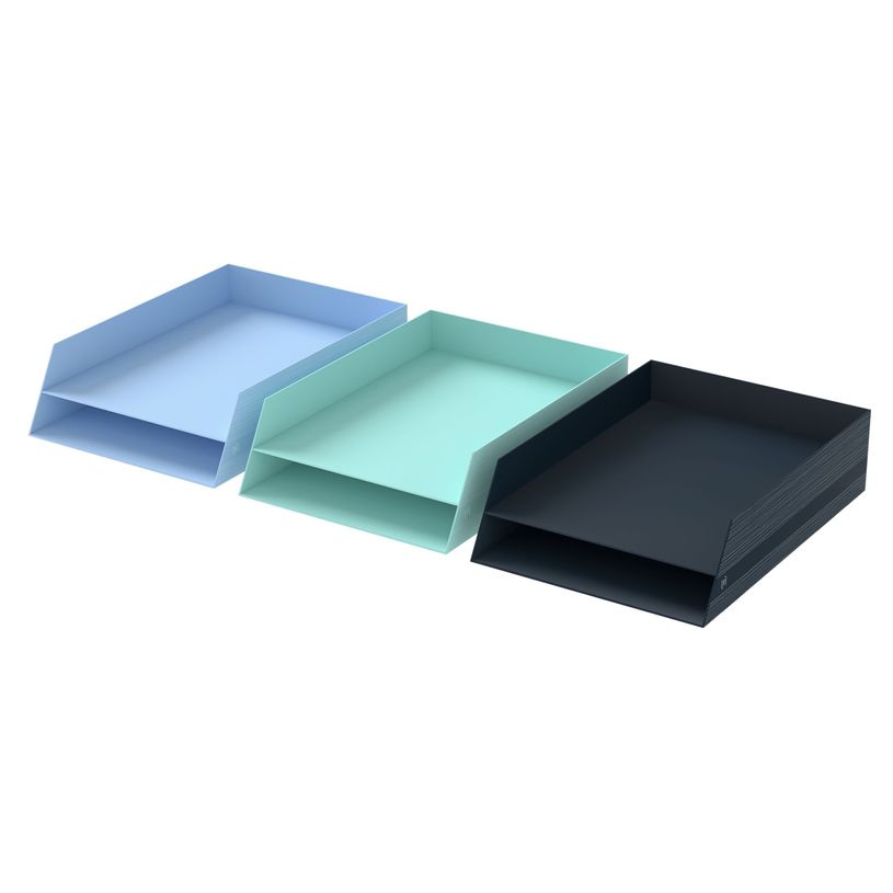 3045050470820-Oxford Harmonia - Corbeille à courrier - 2 niveaux - Carte rigide rembordée et pelliculée - Disponible en 3 coloris : bleu paste-P_405184215_2-1