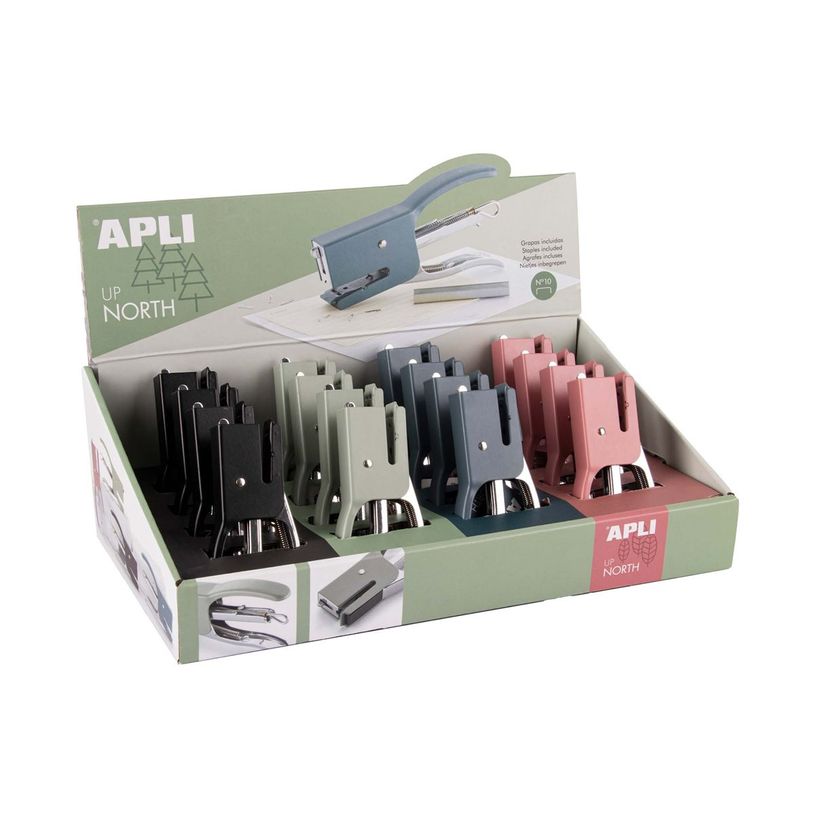 8410782196884-APLI Up North - Agrafeuse - No.10 - métal - gris-bleu, beige, rose corail, vert-P_405184277_6-5