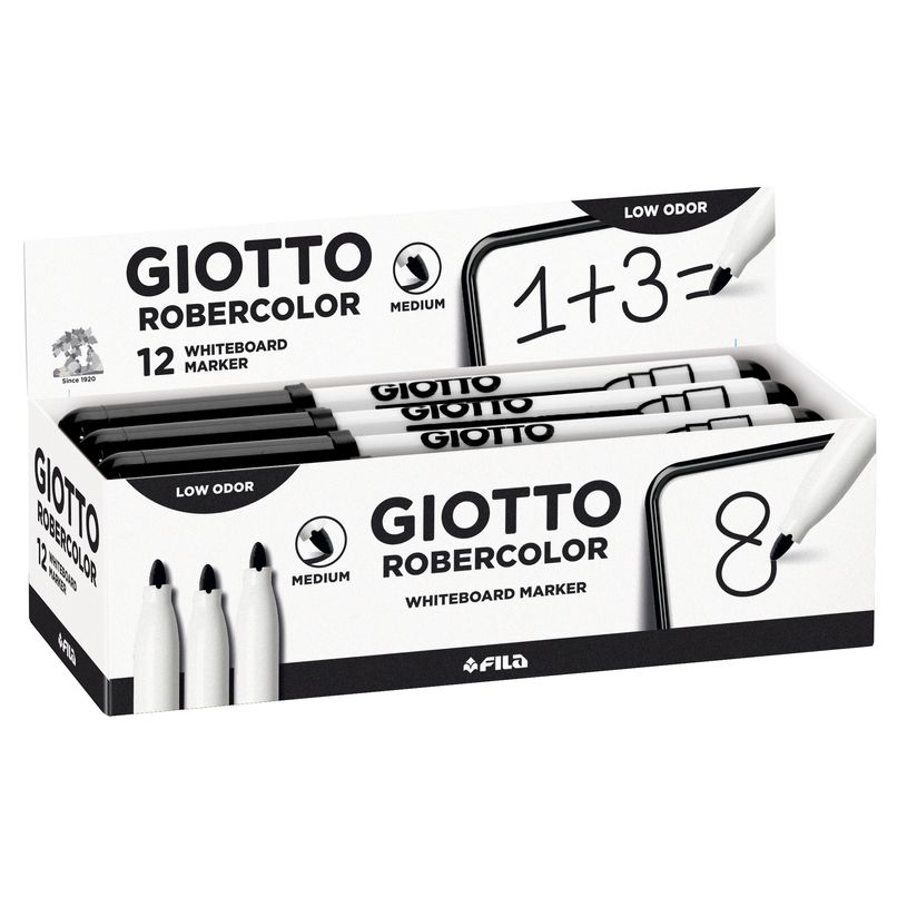 8000825413469-GIOTTO ROBERCOLOR - 12  Feutres tableau blanc - pointe ogive medium 4mm noir -P_405184304_2-1