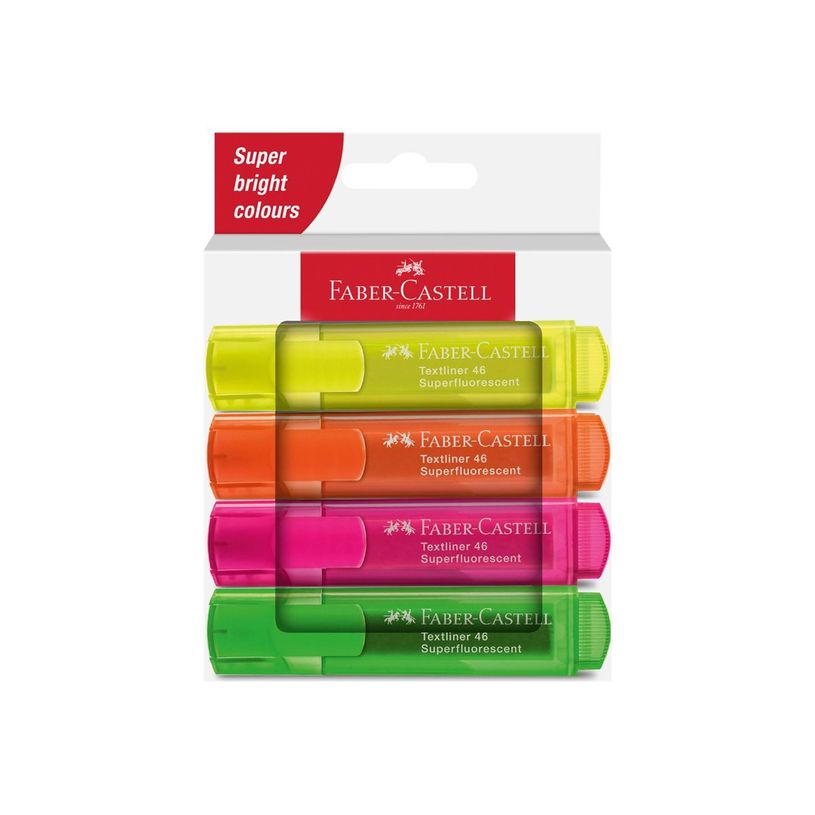 4005402546442-Faber-Castell Superfluorescent - Pack de 4 surligneurs - couleurs néon assorties - encre -P_405184313_2-1