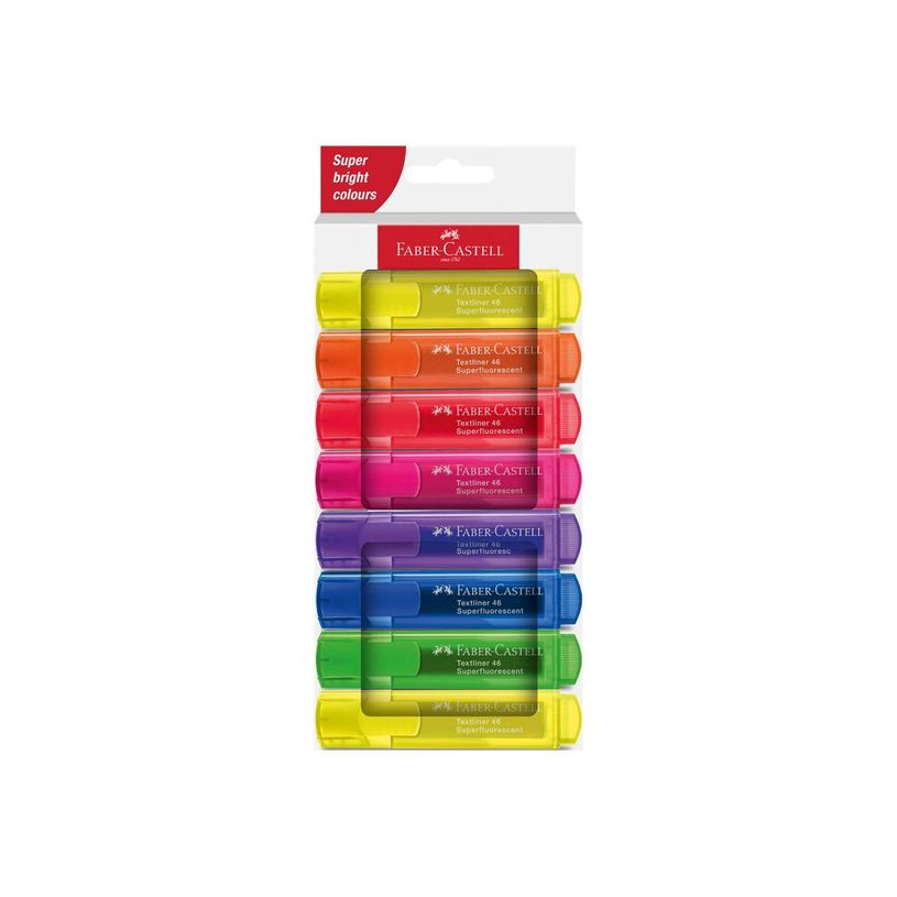 4005402546480-Faber-Castell Superfluorescent - Pack de 8 surligneurs - couleurs néon assorties - encre -P_405184315_1-0