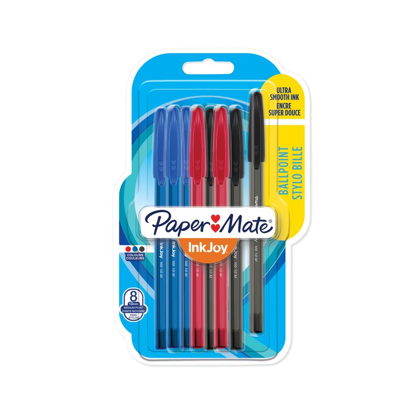 3501179567457-Paper Mate InkJoy 100 - 8 Stylos à bille - Assortis Standard-P_405184329_1-0