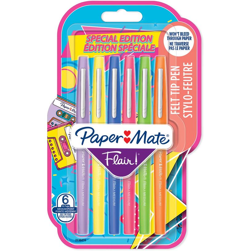 3026981806261-Paper Mate Flair - Pack de 6 Feutres d'écriture - couleurs assorties-P_405184330_1-0