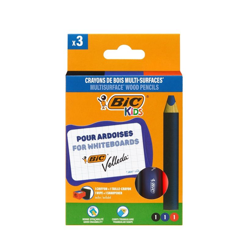 3086123748033-BIC Kids - 3 Crayons de couleur multi-surfaces + taille-crayon + chiffon-P_405184354_1-0