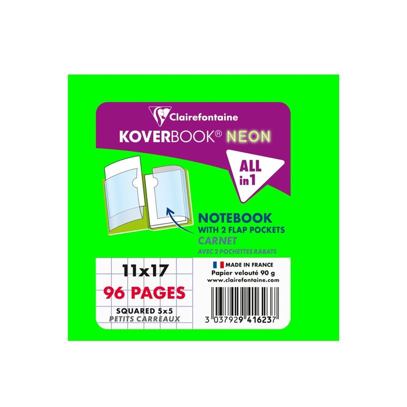 3037929416237-Clairefontaine Koverbook Neon - Carnet polypro 11 x 17 cm - 96 pages - petits carreaux (5x5mm) - disponi-P_405184406_2-3