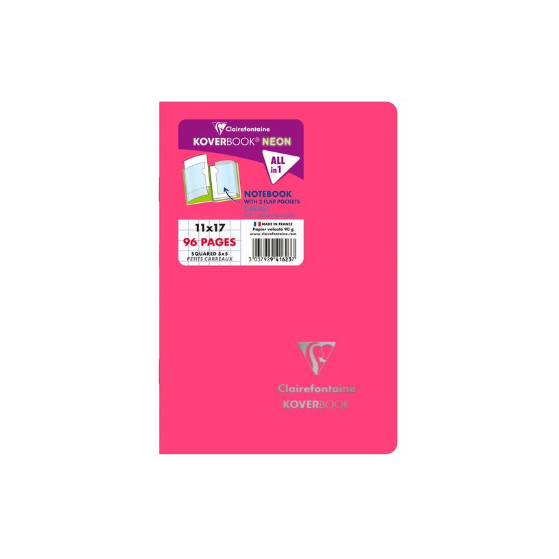 3037929416237-Clairefontaine Koverbook Neon - Carnet polypro 11 x 17 cm - 96 pages - petits carreaux (5x5mm) - disponi-P_405184406_3-4