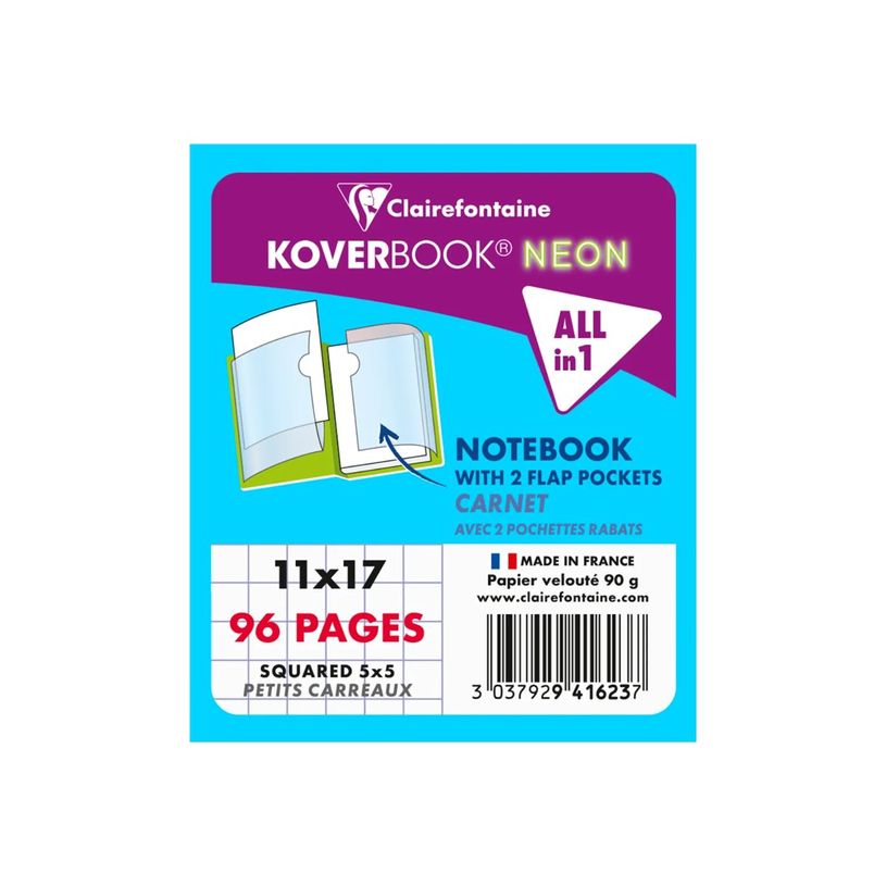 3037929416237-Clairefontaine Koverbook Neon - Carnet polypro 11 x 17 cm - 96 pages - petits carreaux (5x5mm) - disponi-P_405184406_4-1