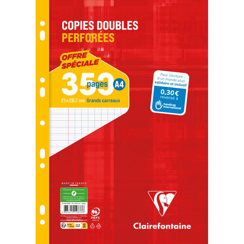 3663619198376-Clairefontaine - copies doubles sous film - 350 pages - A4 - grands carreaux (Seyes) - per-P_405184409_1-0