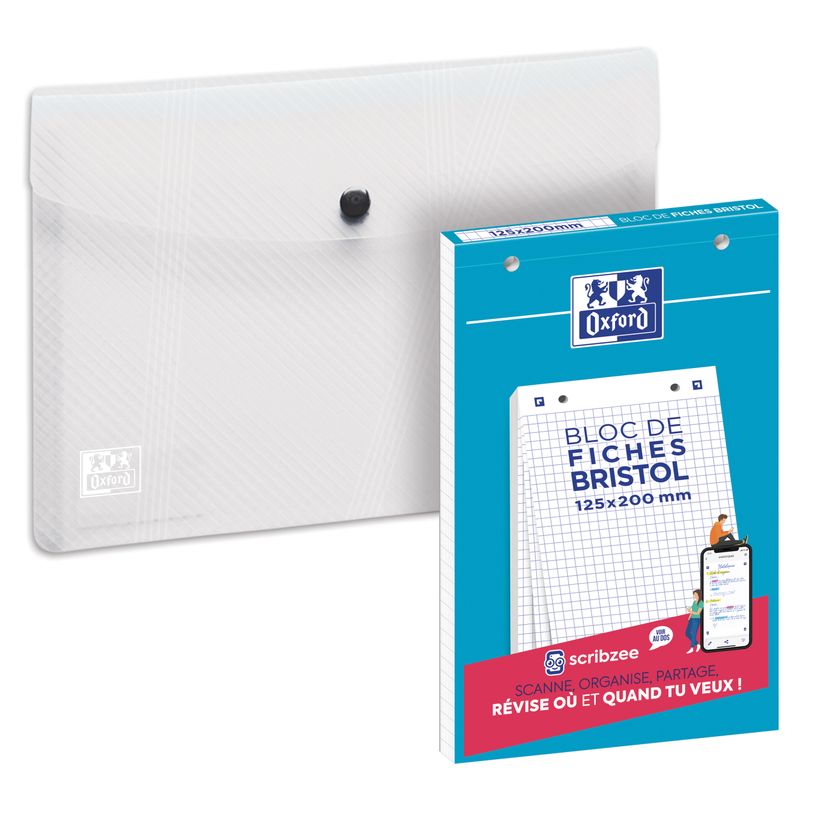 3020120230481-Oxford - Pack de 30 fiches Bristol - A5 - petits carreaux - perforées - blanc + une chemi-P_405184485_1-0