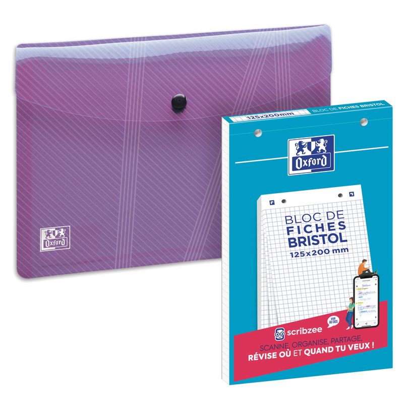 3020120230481-Oxford - Pack de 30 fiches Bristol - A5 - petits carreaux - perforées - blanc + une chemi-P_405184485_3-2