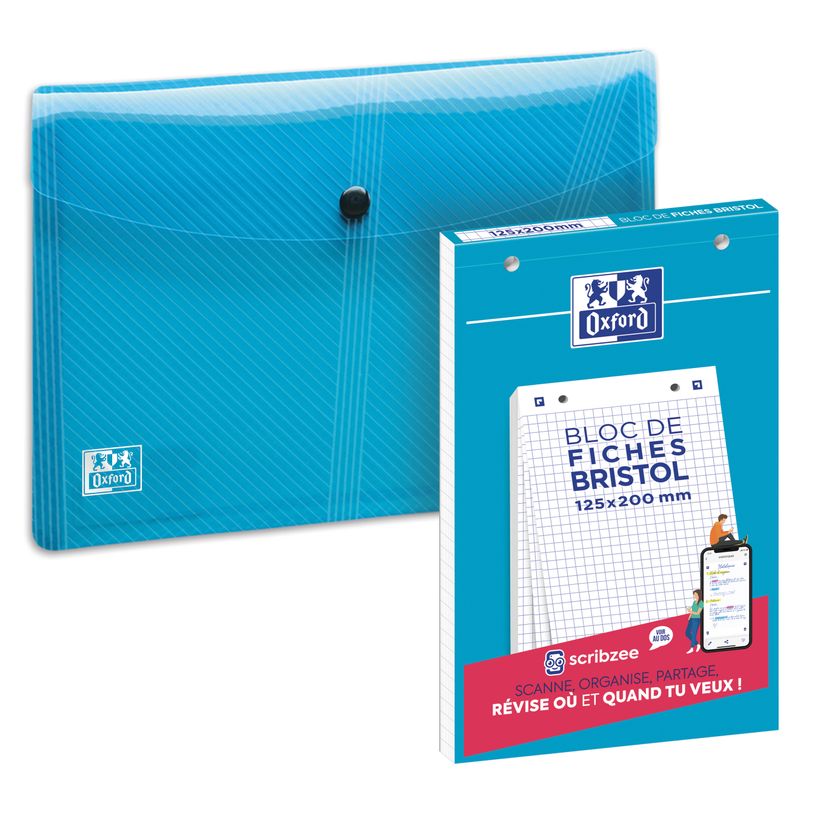 3020120230481-Oxford - Pack de 30 fiches Bristol - A5 - petits carreaux - perforées - blanc + une chemi-P_405184485_4-3