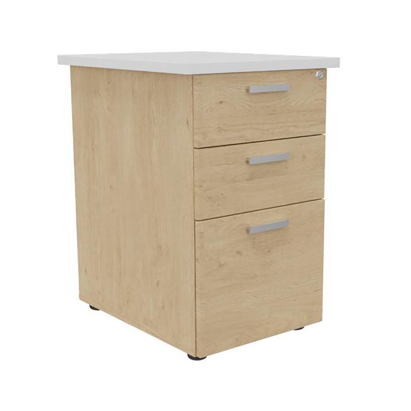 3253310186101-Caisson HT bureau - steely/stelly manager - Profondeur 60 cm - chene - top blanc perle --0