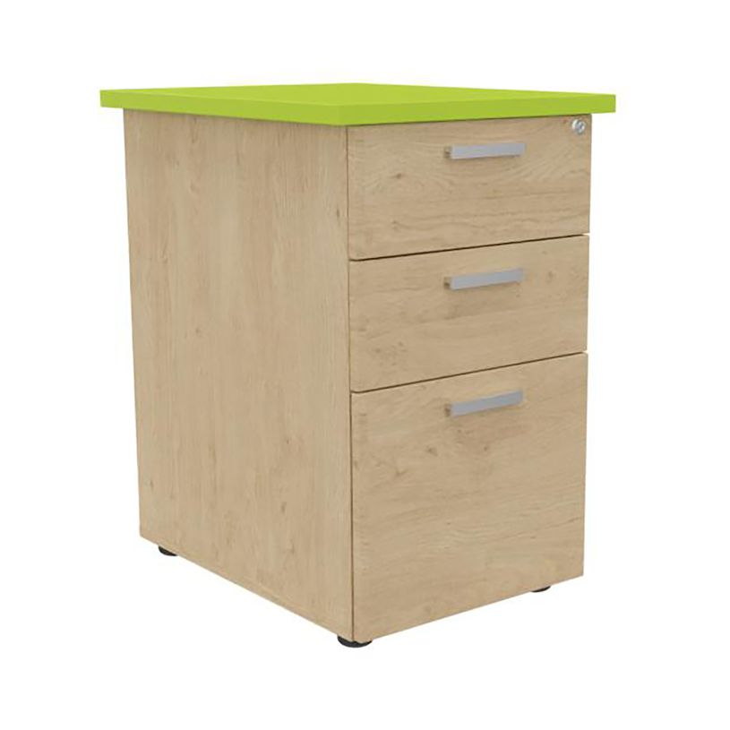3253310186408-Caisson HT bureau - steely/stelly manager - Profondeur 60 cm - chene - top vert --0