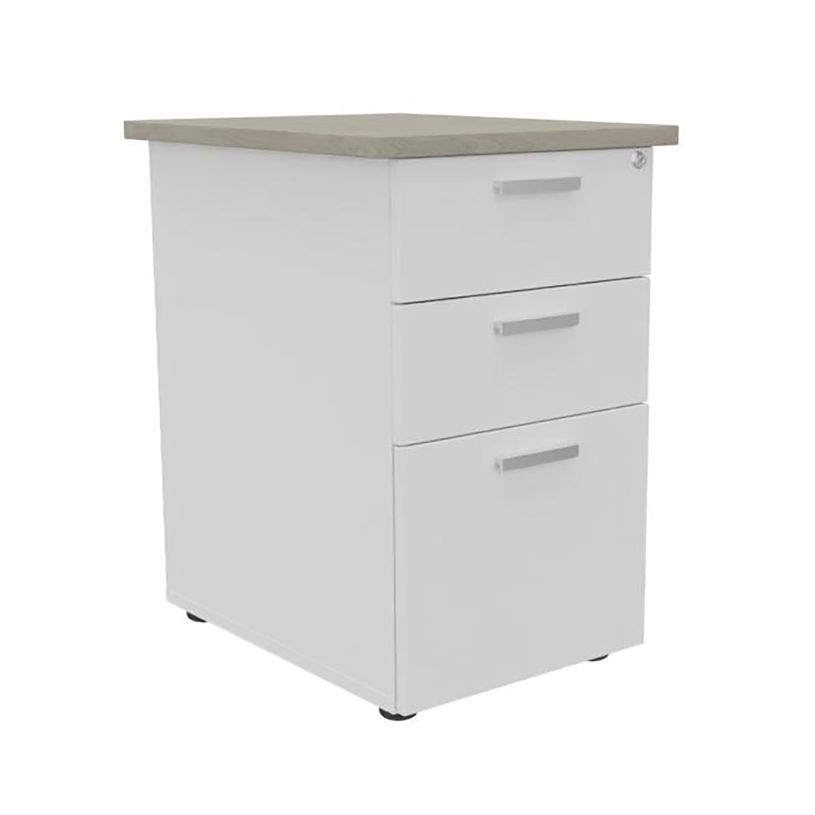 3253310197244-Caisson HT bureau - steely/stelly manager - Profondeur 60 cm - blanc perle - top chene gris--0