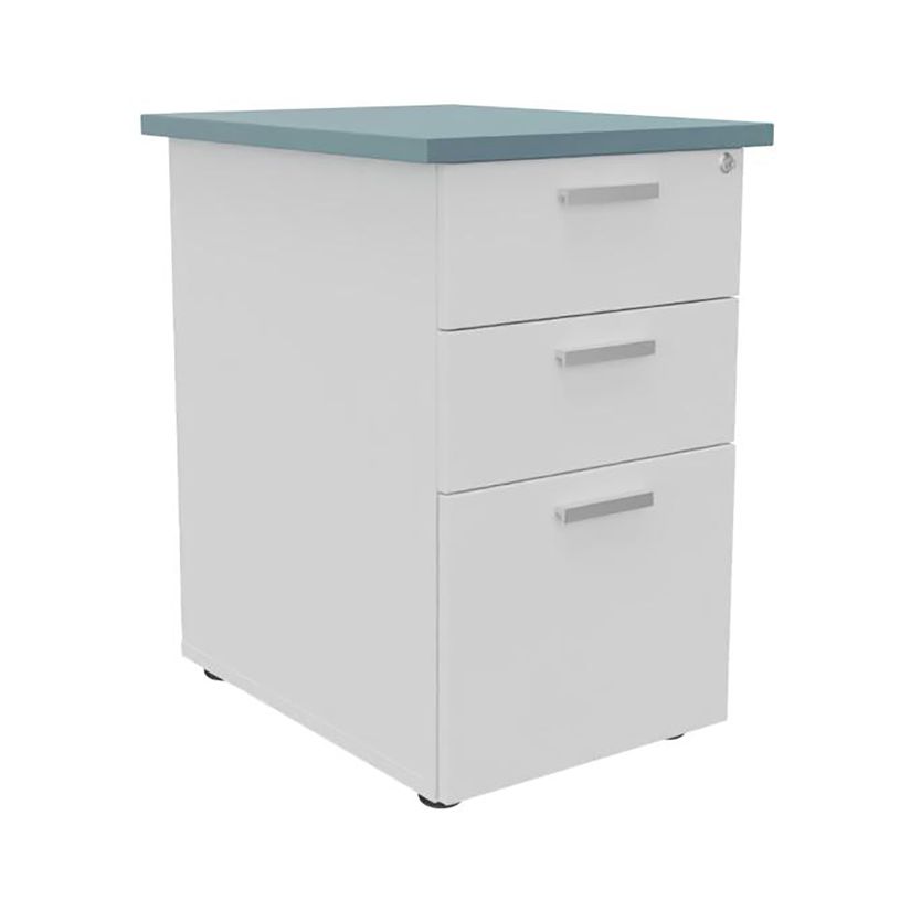 3253310197343-Caisson HT bureau - steely/stelly manager - Profondeur 60 cm - blanc perle - top bleu argile--0