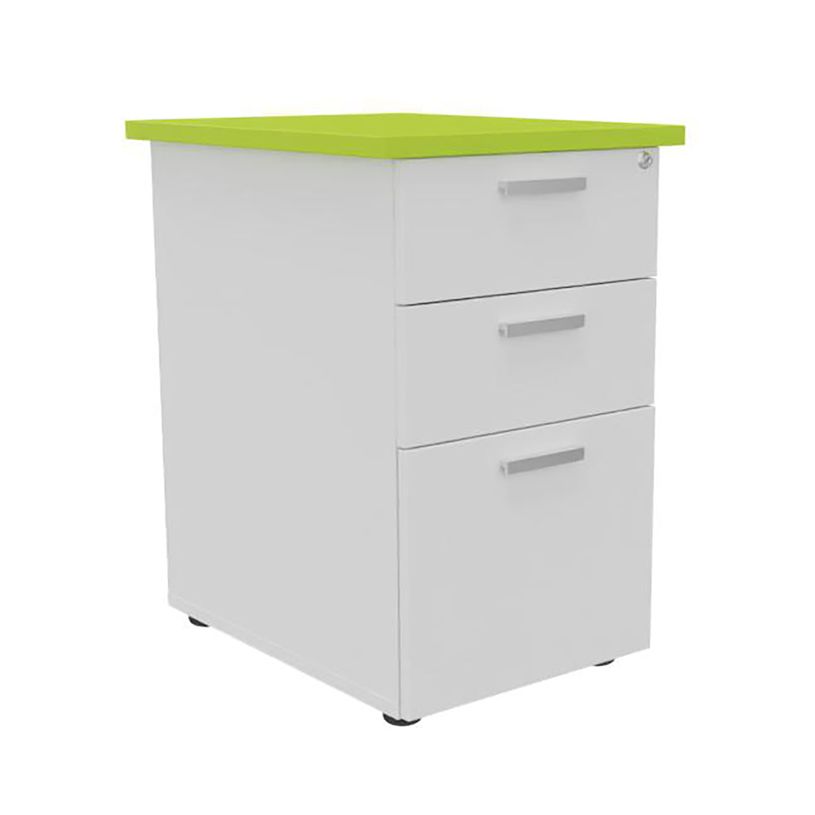 3253310197404-Caisson HT bureau - steely/stelly manager - Profondeur 60 cm - blanc perle - top vert--0