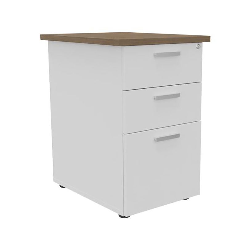 3253310197473-Caisson HT bureau - steely/stelly manager - Profondeur 60 cm - blanc perle - top noyer --0