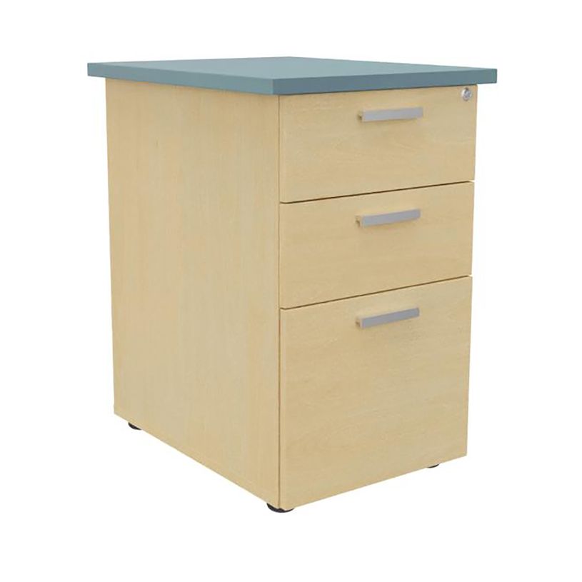 3253310199453-Caisson HT bureau - steely/stelly manager - Profondeur 60 cm - hetre - top bleu argile --0