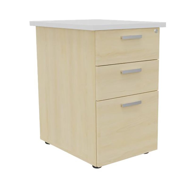 3253310220676-Caisson HT bureau - steely/stelly manager - Profondeur 60 cm - erable - top blanc perle--0