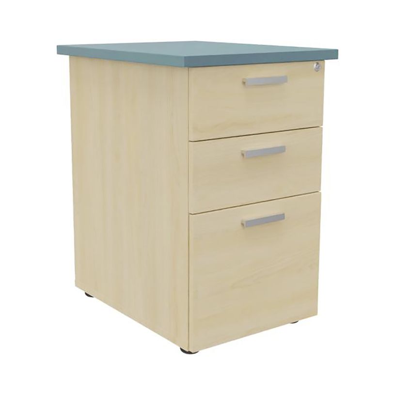3253310220928-Caisson HT bureau - steely/stelly manager - Profondeur 60 cm - erable - top bleu argile--0