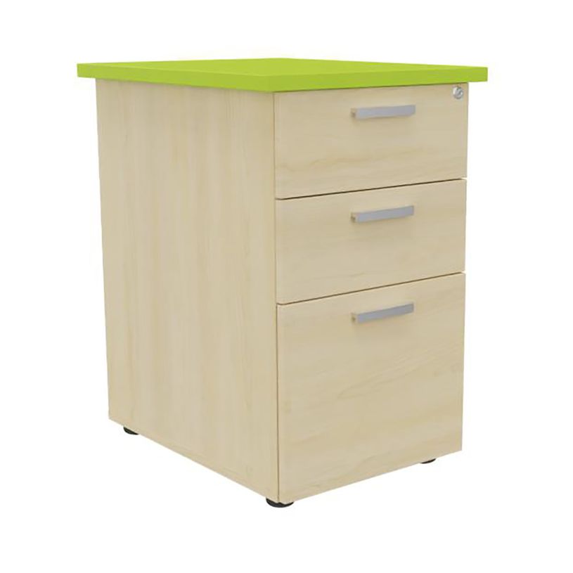3253310220980-Caisson HT bureau - steely/stelly manager - Profondeur 60 cm - erable - top vert --0