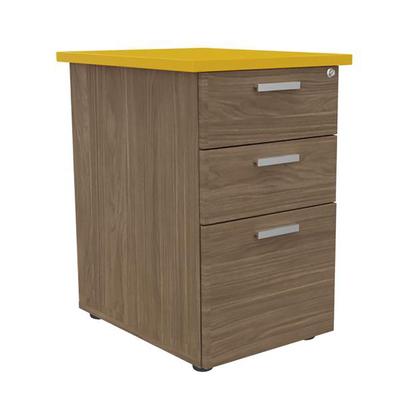 3253310249981-Caisson HT bureau - steely/stelly manager - Profondeur 60 cm - noyer - top jaune curry--0