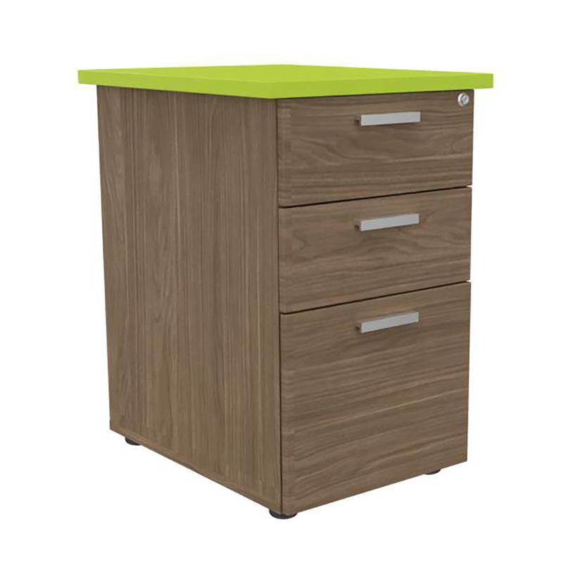 3253310250390-Caisson HT bureau - steely/stelly manager - Profondeur 60 cm - noyer - top vert--0