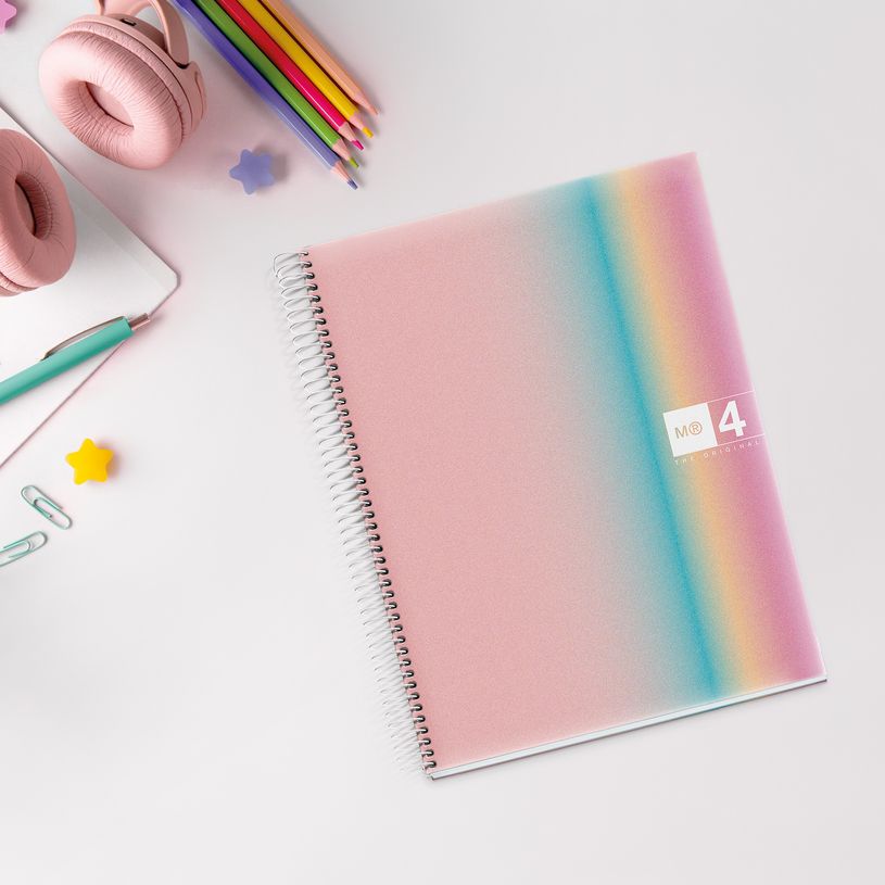 8422593040812-Notebook Aurora, Couverture souple, A4, quadrillage 5x5 mm, 120 feuilles de 4 couleurs, Miquelrius, Wes--2