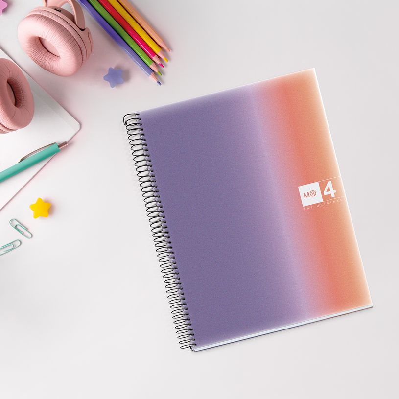 8422593040836-Notebook Aurora, Couverture souple, A4, quadrillage 5x5 mm, 120 feuilles de 4 couleurs, Miquelrius, Pro--3