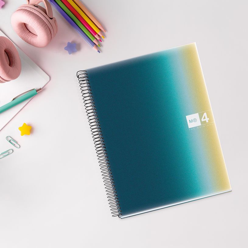 8422593040843-Notebook Aurora, Couverture souple, A4, quadrillage 5x5 mm, 120 feuilles de 4 couleurs, Miquelrius, Ice--3