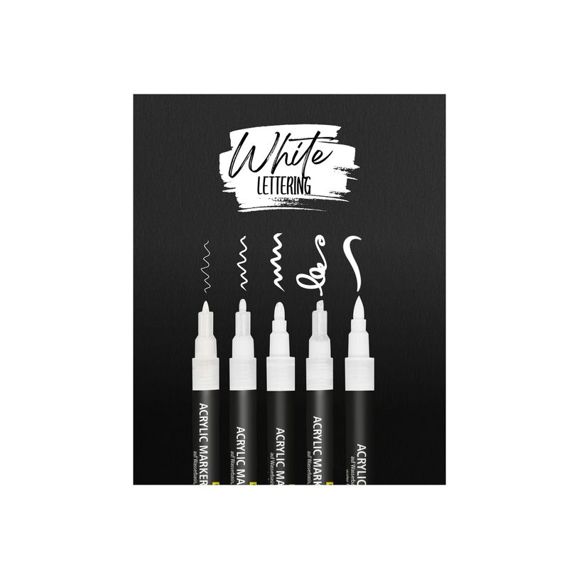 4014421185112-ONLINE White Lettering - Set de 5 marqueurs acryliques blancs - pointes différentes-P_405185037_1-0
