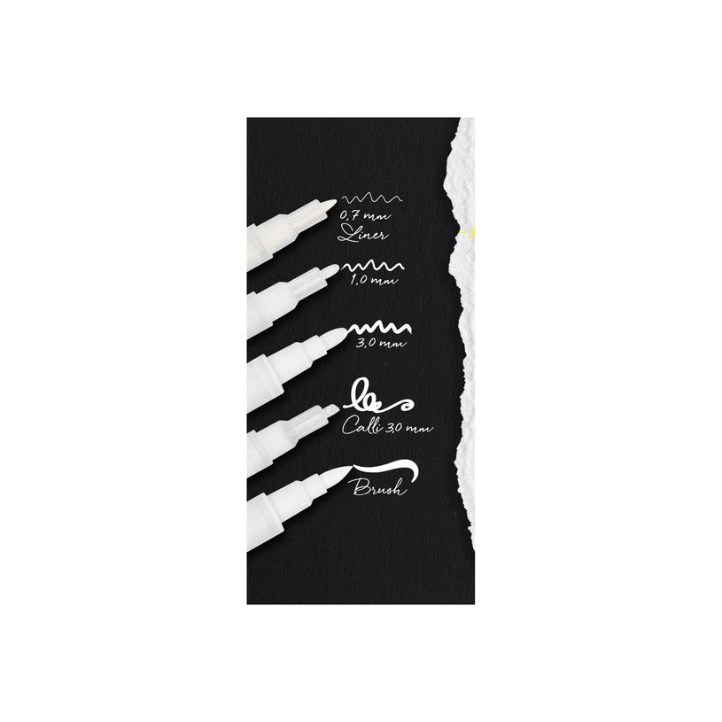 4014421185112-ONLINE White Lettering - Set de 5 marqueurs acryliques blancs - pointes différentes-P_405185037_6-5