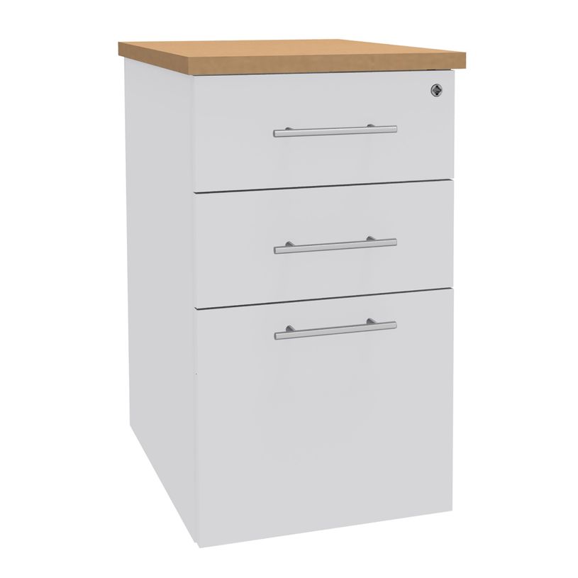 3253310197053-Caisson HT bureau - steely/stelly manager - Profondeur 60 cm - blanc perle - top hetre -P_405185145_1-0