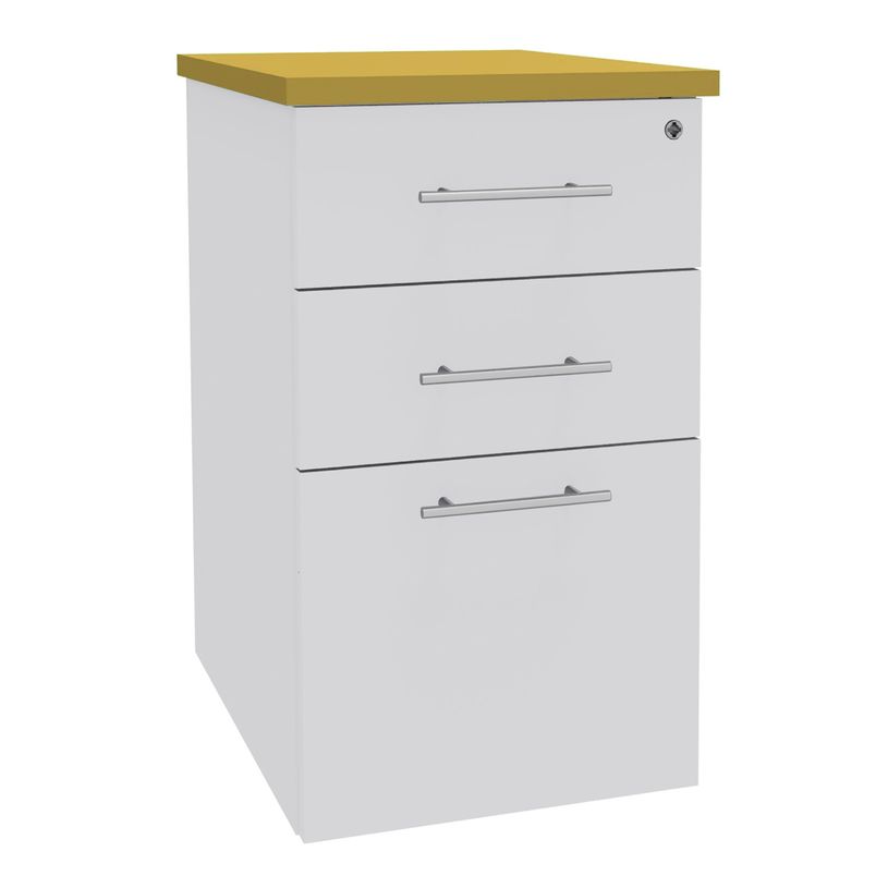 3253310197114-Caisson HT bureau - steely/stelly manager - Profondeur 60 cm - blanc perle - top jaune cur-P_405185146_1-0