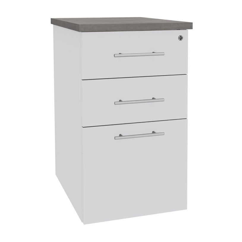 3253310197244-Caisson HT bureau - steely/stelly manager - Profondeur 60 cm - blanc perle - top chene gri-P_405185147_1-0