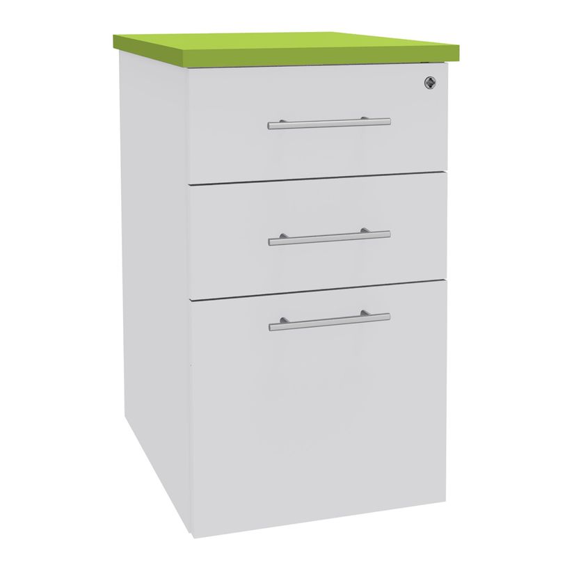 3253310197404-Caisson HT bureau - steely/stelly manager - Profondeur 60 cm - blanc perle - top vert-P_405185150_1-0