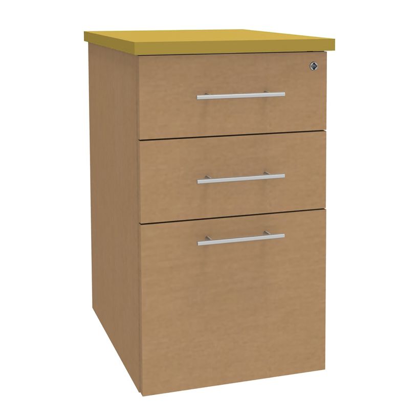 3253310199286-Caisson HT bureau - steely/stelly manager - Profondeur 60 cm - hetre - top jaune curry -P_405185154_1-0