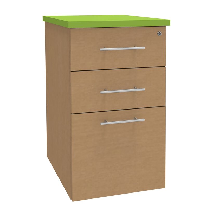 3253310199569-Caisson HT bureau - steely/stelly manager - Profondeur 60 cm - hetre - top vert -P_405185156_1-0