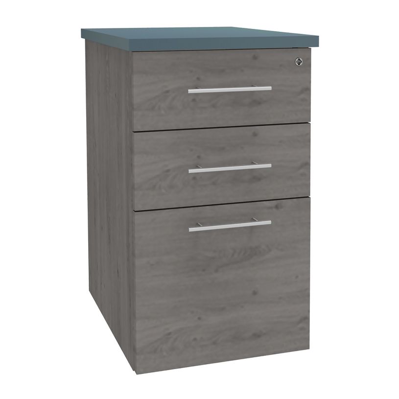 3253310214545-Caisson HT bureau - steely/stelly manager - Profondeur 60 cm  - chene gris  - top bleu arg-P_405185160_1-0