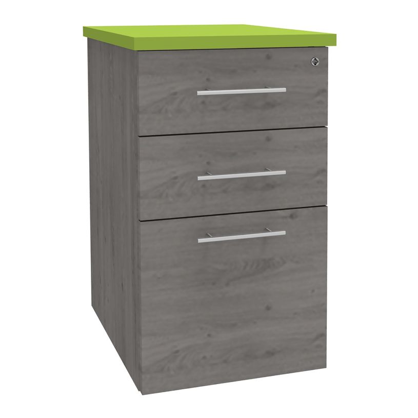 3253310214620-Caisson HT bureau - steely/stelly manager - Profondeur 60 cm - chene gris - top vert -P_405185161_1-0