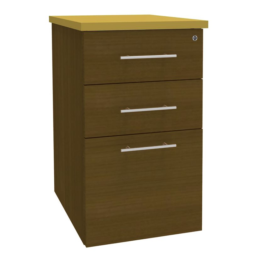 3253310249981-Caisson HT bureau - steely/stelly manager - Profondeur 60 cm - noyer - top jaune curry-P_405185168_1-0