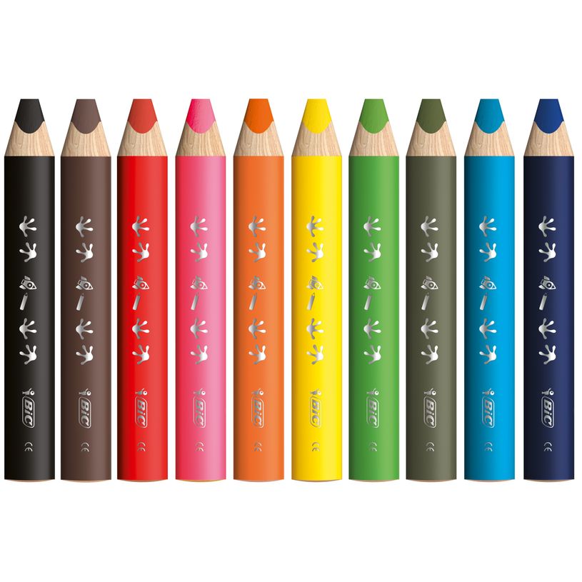 3086123728370-BIC Kids Multi-surfaces - 10 Crayons de couleur à corps triangulaire - mine effaçable sur surface non poreuses + 1 tail-P_405185183_2-1